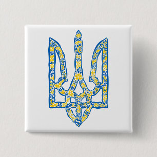Ukrainian national emblem trident tryzub ethnical button