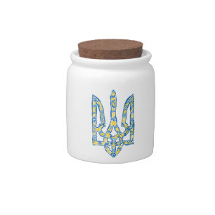 Ukrainian national emblem trident tryzub ethnical candy jar