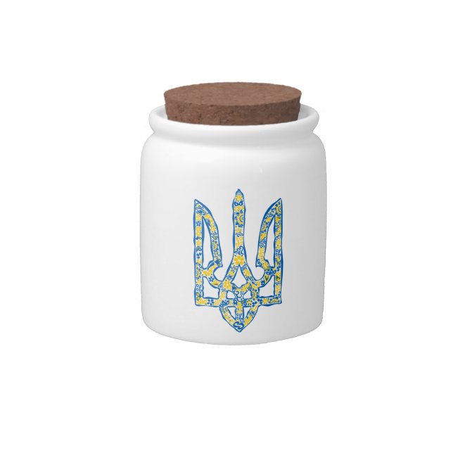 Ukrainian national emblem trident tryzub ethnical candy jar (Front)