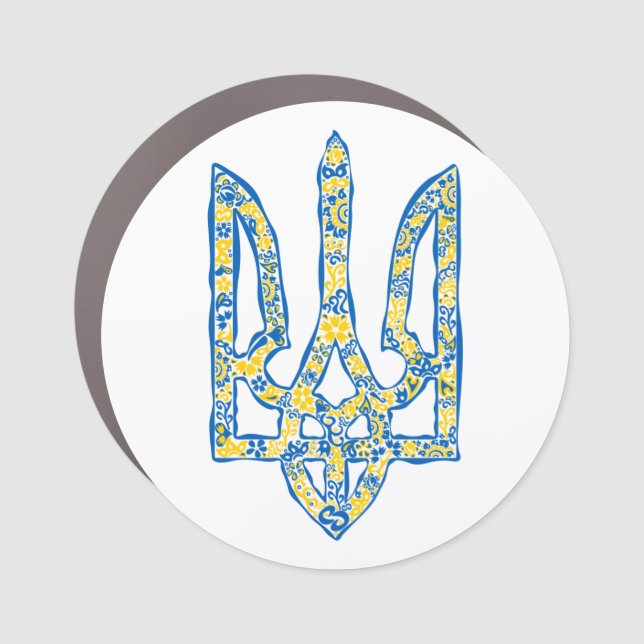 Ukrainian national emblem trident tryzub ethnical car magnet (Front)
