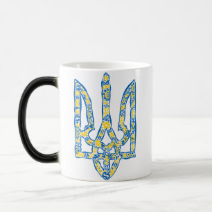 Ukrainian national emblem trident tryzub ethnical color morph mug