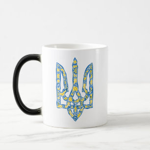 Ukrainian national emblem trident tryzub ethnical color morph mug