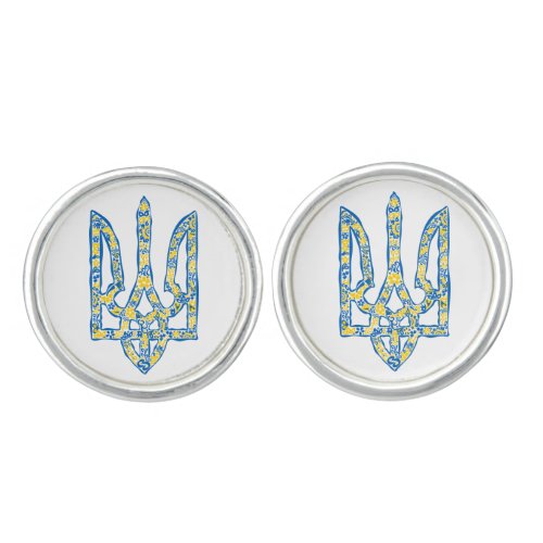 Ukrainian national emblem trident tryzub ethnical cufflinks