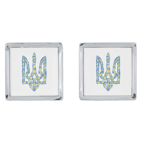 Ukrainian national emblem trident tryzub ethnical cufflinks