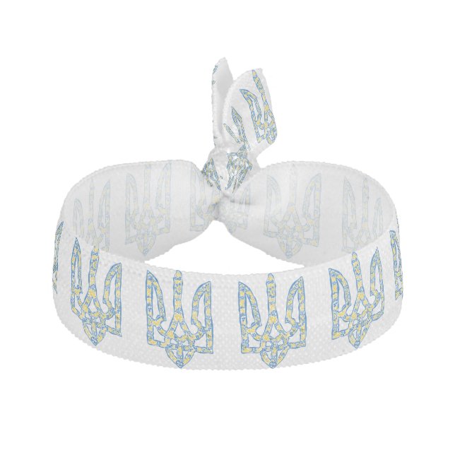 Ukrainian national emblem trident tryzub ethnical elastic hair tie (Front)