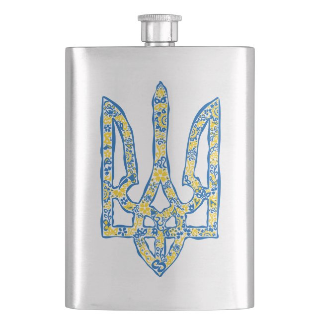 Ukrainian national emblem trident tryzub ethnical  flask (Front)