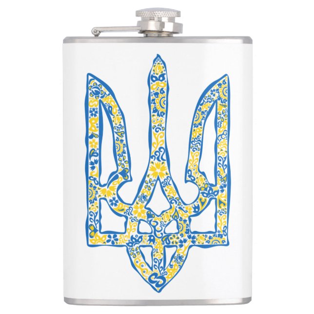 Ukrainian national emblem trident tryzub ethnical flask (Front)