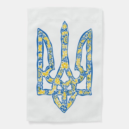 Ukrainian national emblem trident tryzub ethnical garden flag