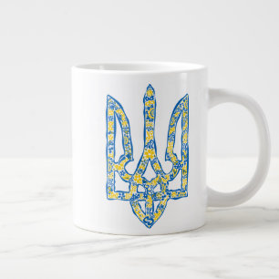 Ukrainian national emblem trident tryzub ethnical giant coffee mug