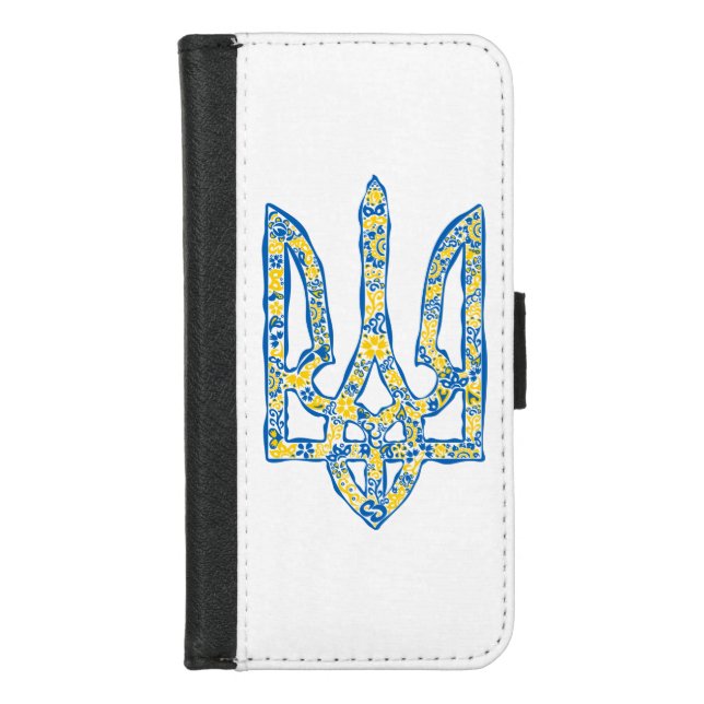 Ukrainian national emblem trident tryzub ethnical iPhone wallet case (Front)