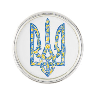 Ukrainian national emblem trident tryzub ethnical lapel pin