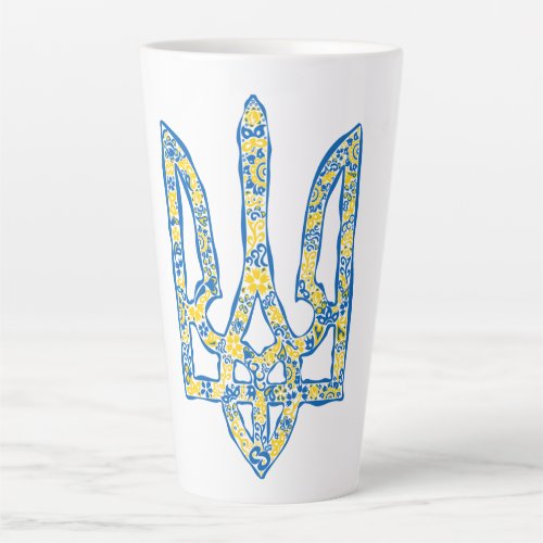 Ukrainian national emblem trident tryzub ethnical latte mug