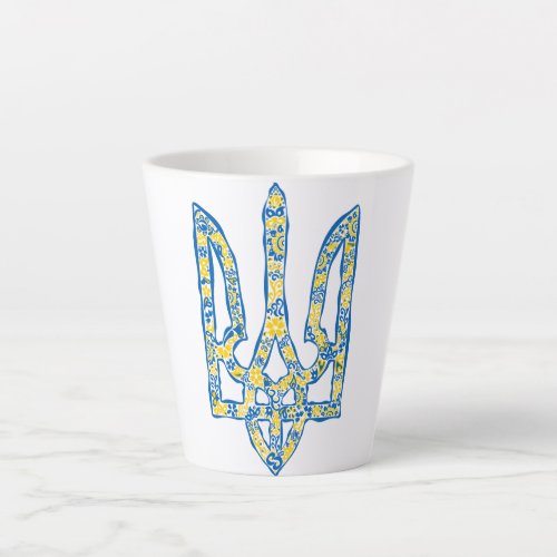Ukrainian national emblem trident tryzub ethnical latte mug
