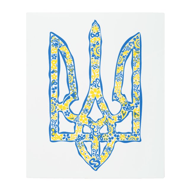 Ukrainian national emblem trident tryzub ethnical metal print (Front)