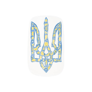 Ukrainian national emblem trident tryzub ethnical minx nail art