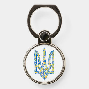 Ukrainian national emblem trident tryzub ethnical phone ring stand