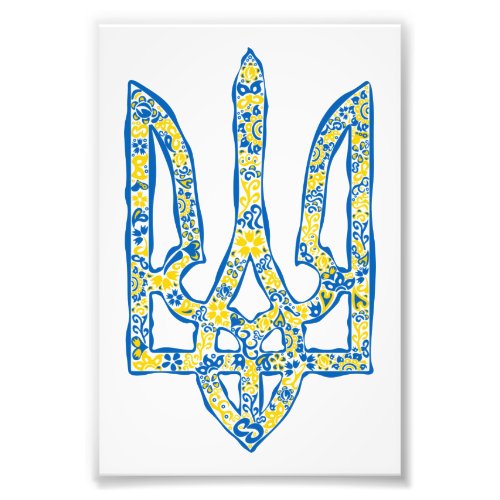 Ukrainian national emblem trident tryzub ethnical photo print