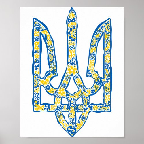 Ukrainian national emblem trident tryzub ethnical poster