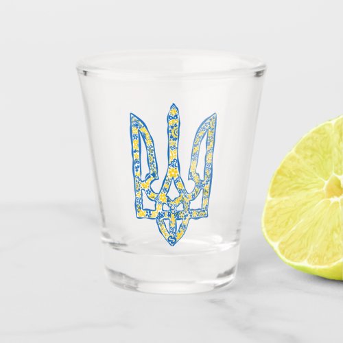 Ukrainian national emblem trident tryzub ethnical shot glass