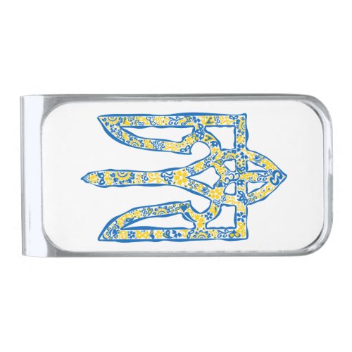 Ukrainian national emblem trident tryzub ethnical silver finish money clip