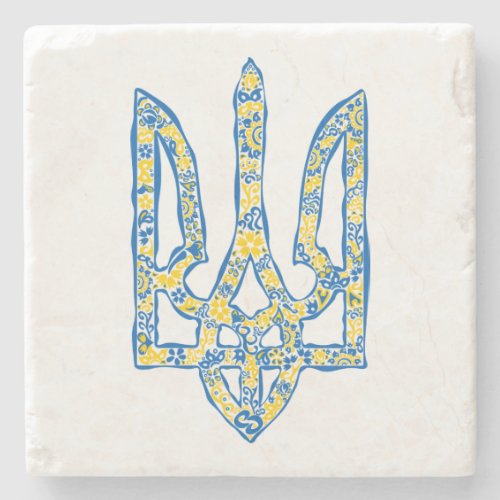 Ukrainian national emblem trident tryzub ethnical stone coaster