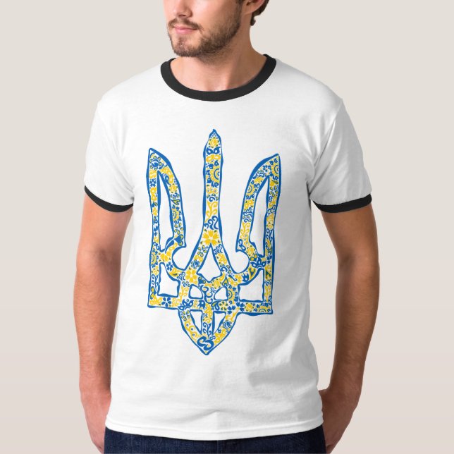 Ukrainian national emblem trident tryzub ethnical  T-Shirt (Front)