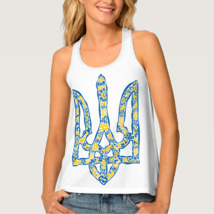Ukrainian national emblem trident tryzub ethnical tank top