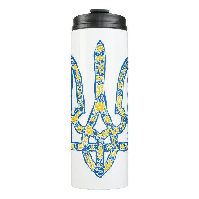 Ukrainian national emblem trident tryzub ethnical thermal tumbler (Front)