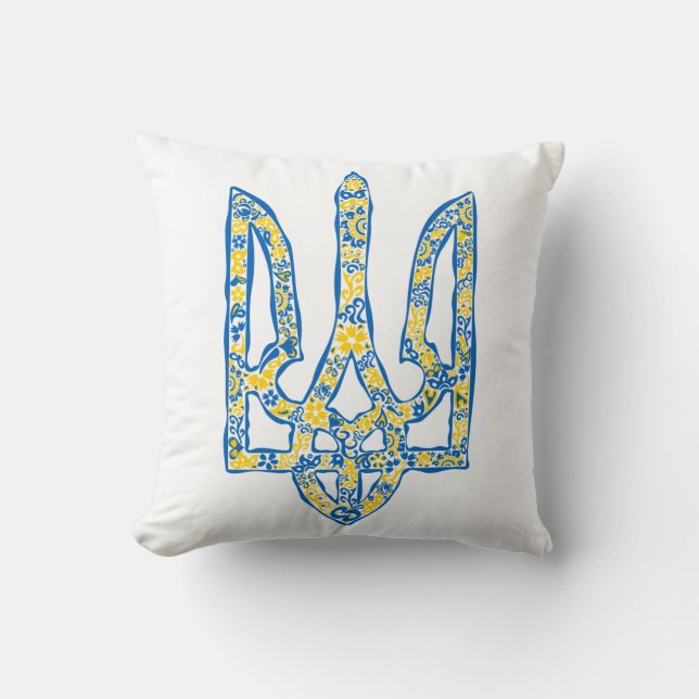 Ukrainian national emblem trident tryzub ethnical throw pillow (Front)