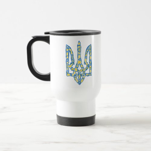Ukrainian national emblem trident tryzub ethnical  travel mug
