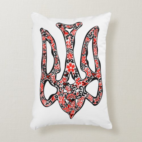 Ukrainian national emblem trident tryzub stylized accent pillow
