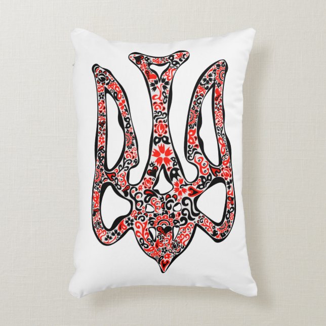 Ukrainian national emblem trident tryzub stylized accent pillow (Front(Vertical))