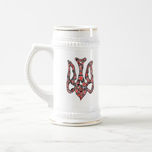 Ukrainian national emblem trident tryzub stylized beer stein