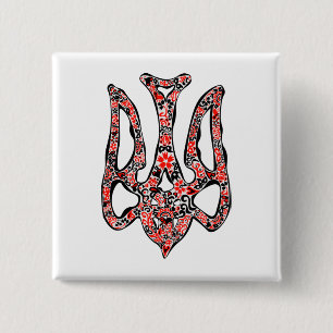 Ukrainian national emblem trident tryzub stylized button