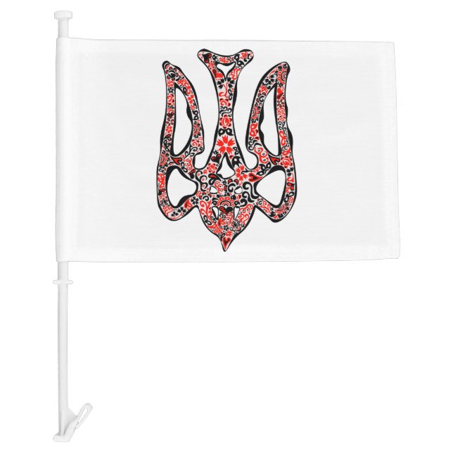 Ukrainian national emblem trident tryzub stylized car flag (Front)