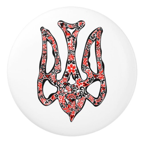 Ukrainian national emblem trident tryzub stylized ceramic knob