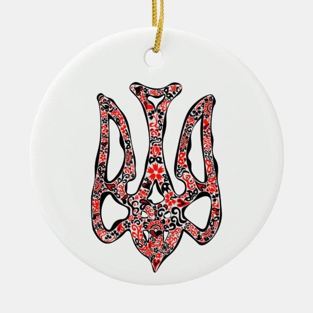 Ukrainian national emblem trident tryzub stylized ceramic ornament (Front)