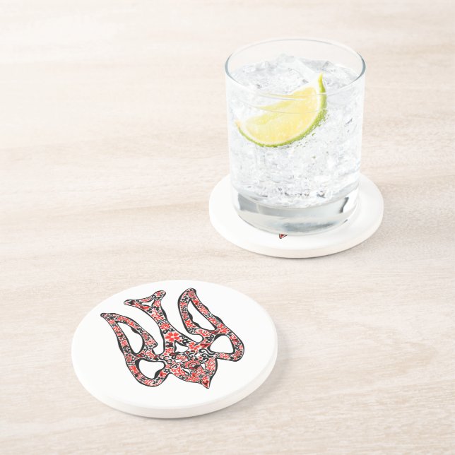 Ukrainian national emblem trident tryzub stylized coaster (Side)