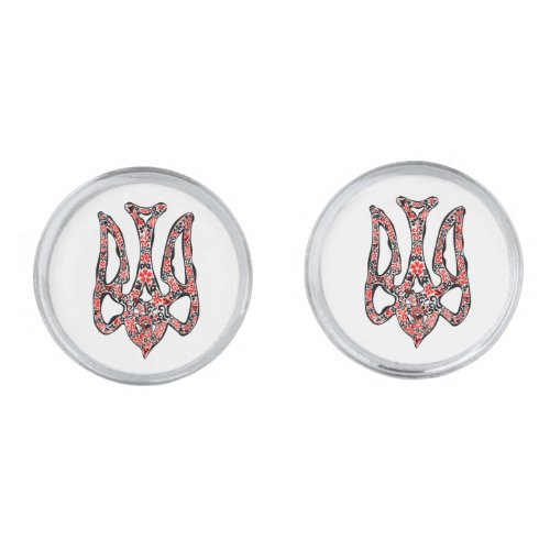 Ukrainian national emblem trident tryzub stylized cufflinks