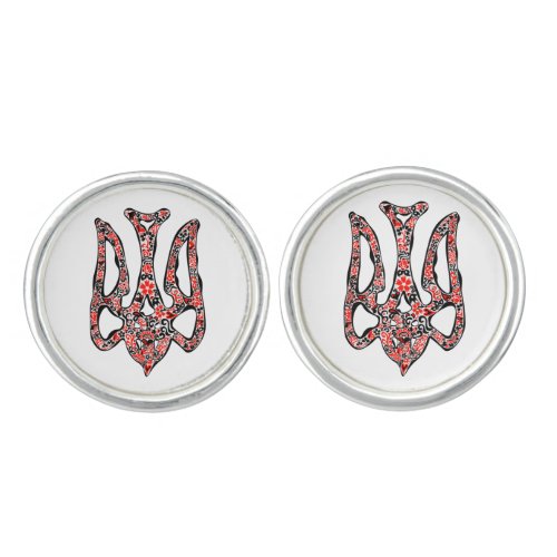 Ukrainian national emblem trident tryzub stylized cufflinks