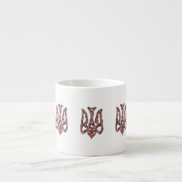 Ukrainian national emblem trident tryzub stylized espresso cup