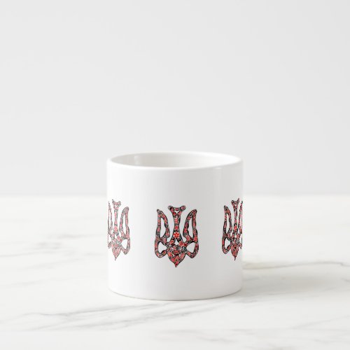 Ukrainian national emblem trident tryzub stylized espresso cup
