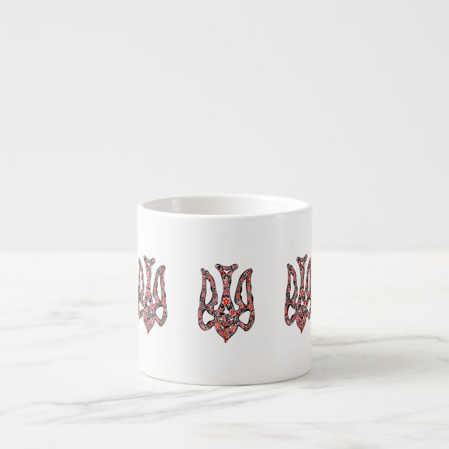 Ukrainian national emblem trident tryzub stylized espresso cup (Front)