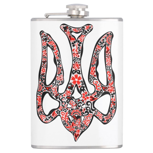 Ukrainian national emblem trident tryzub stylized flask (Front)
