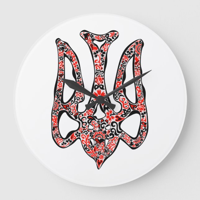 Ukrainian national emblem trident tryzub stylized large clock (Front)