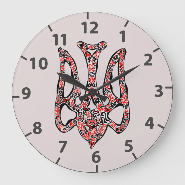 Ukrainian national emblem trident tryzub stylized large clock (Front)