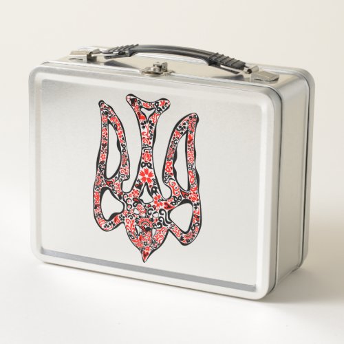 Ukrainian national emblem trident tryzub stylized metal lunch box