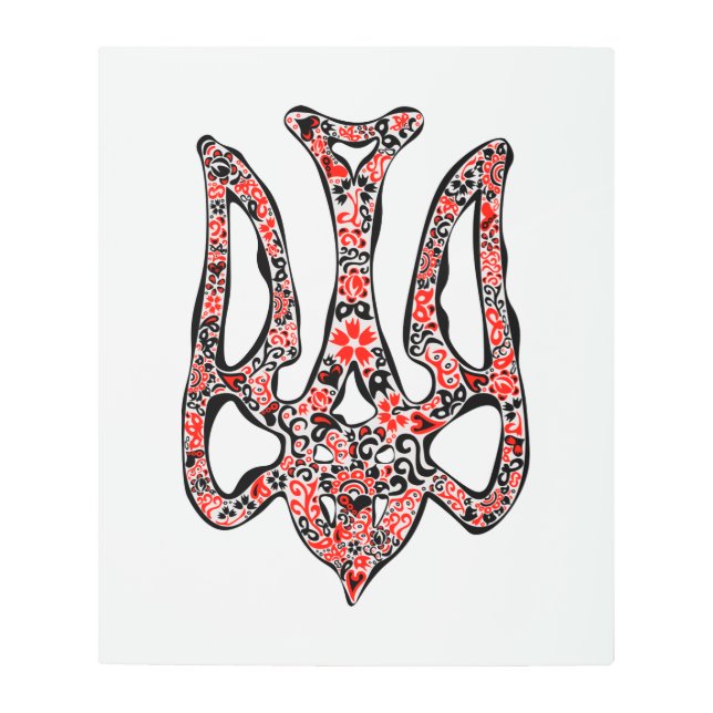 Ukrainian national emblem trident tryzub stylized metal print (Front)