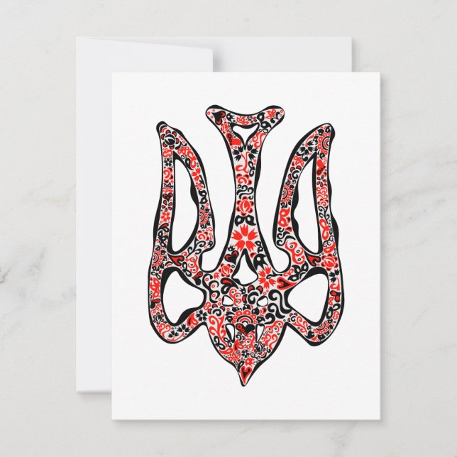 Ukrainian national emblem trident tryzub stylized note card (Front)