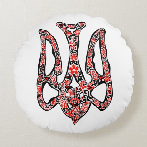 Ukrainian national emblem trident tryzub stylized round pillow